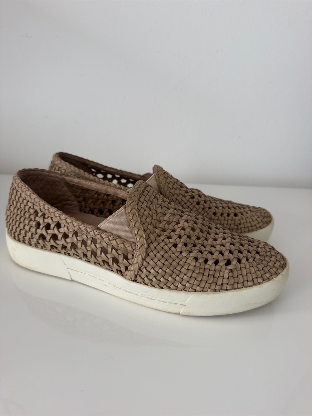 Joie Woven Slip-On Flats in Taupe